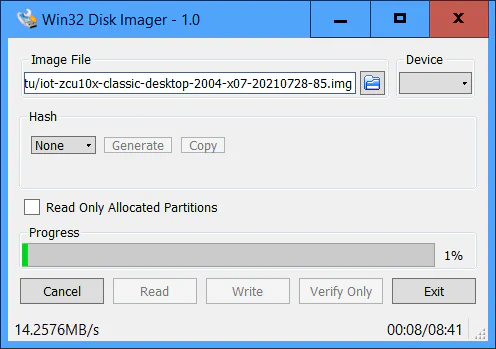 Using Win32DiskImager