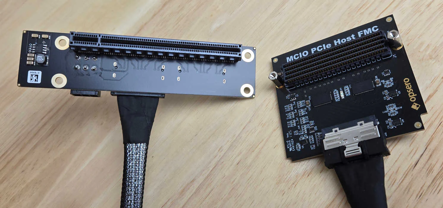 MCIO PCIe Host FMC with PCIe slot adapter