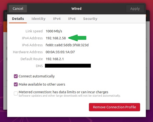 Ubuntu 20.04 LTS get IP address step 3