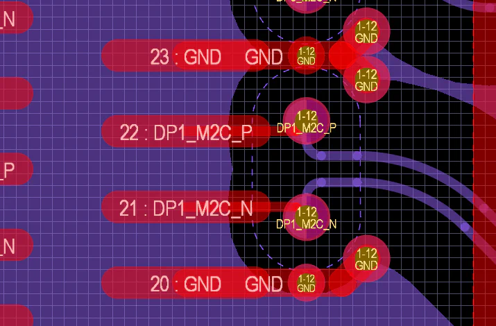 QSFP28 escape routing pattern