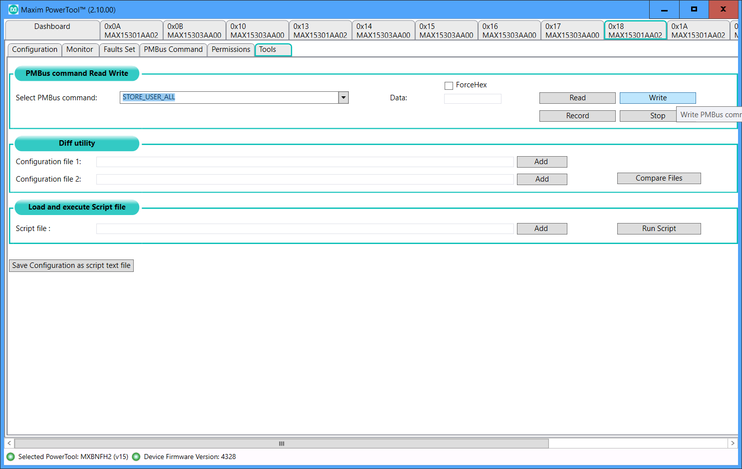 Write settings