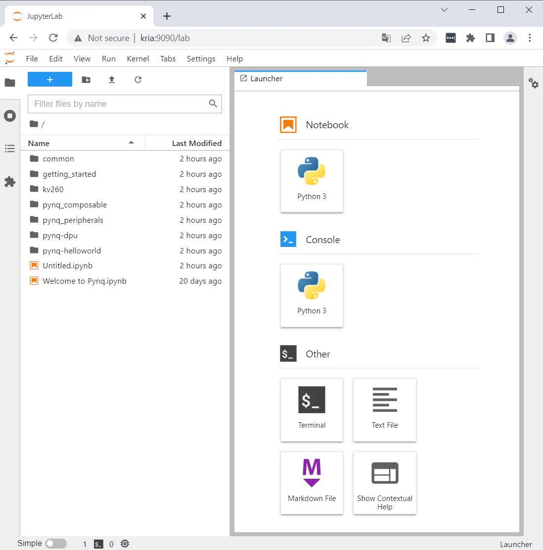 Jupyter notebooks on Kria