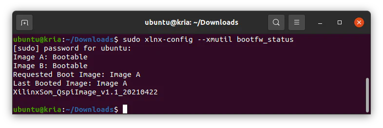 Current Kria boot firmware